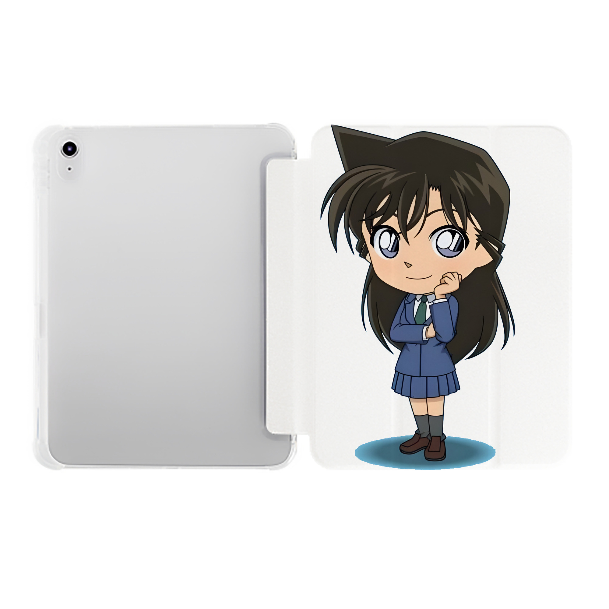 （画像用） 名探偵コナン 毛利 蘭 もうり らん、モーリ ラン Detective Conan Rachel Moore IPad ケース ペン収納付き 三つ折りスタンド PUレザー×シリコン 対応機種9.5/10.5/10.9インチ